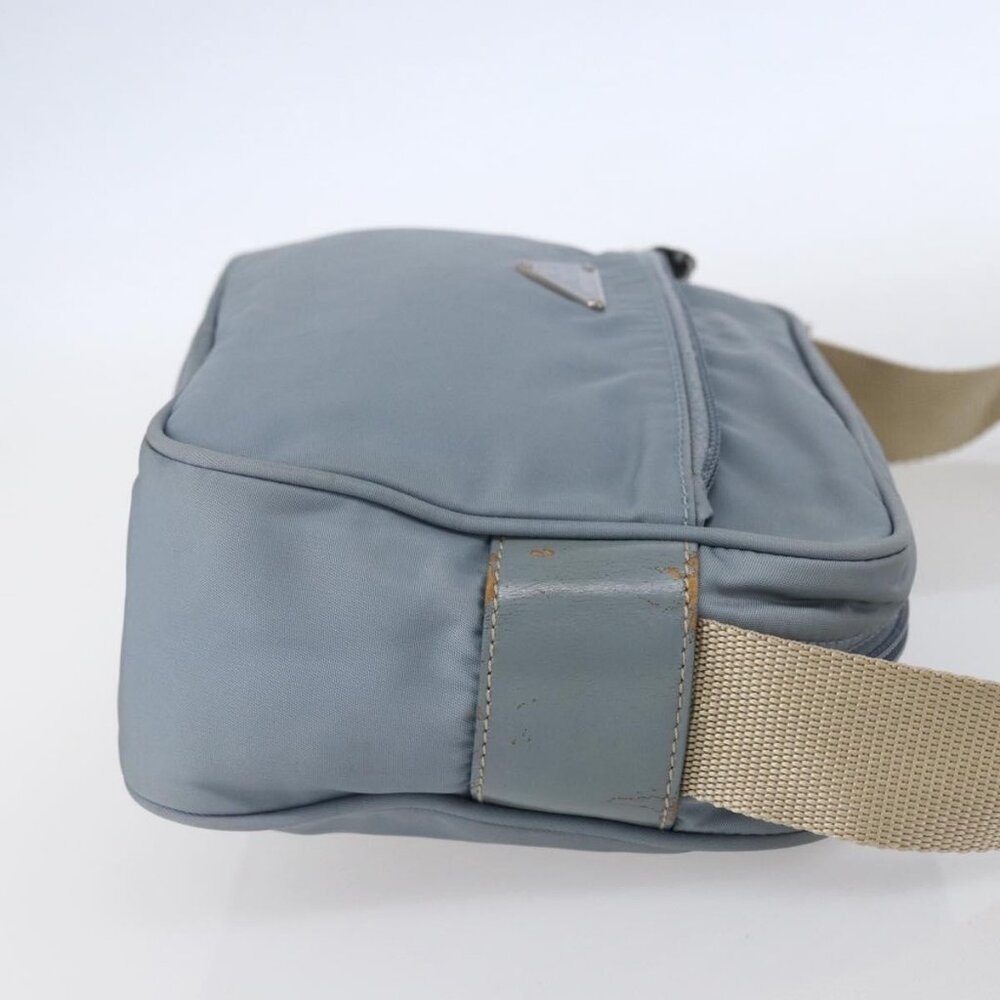 Authentic PRADA Shoulder Bag Nylon Light Blue Silver - Picture 11 of 16